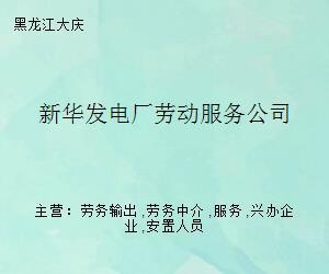 新華發電廠勞動服務公司 專業職業中介服務的領航者